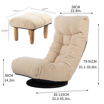 Ensemble de fauteuil inclinable rembourré sans accoudoirs avec pouf et appui-tête réglable