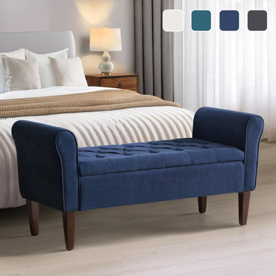 Banc de rangement rembourré, banc d'entrée avec dessus rabattable touffeté, 50,4 pouces