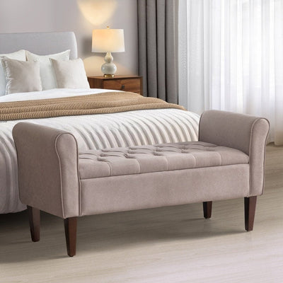 Banc de rangement rembourré, banc d'entrée avec dessus rabattable touffeté, 50,4 pouces