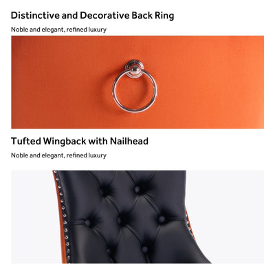 Chaise de salle à manger capitonnée en velours avec pieds en bois massif, lot de 6