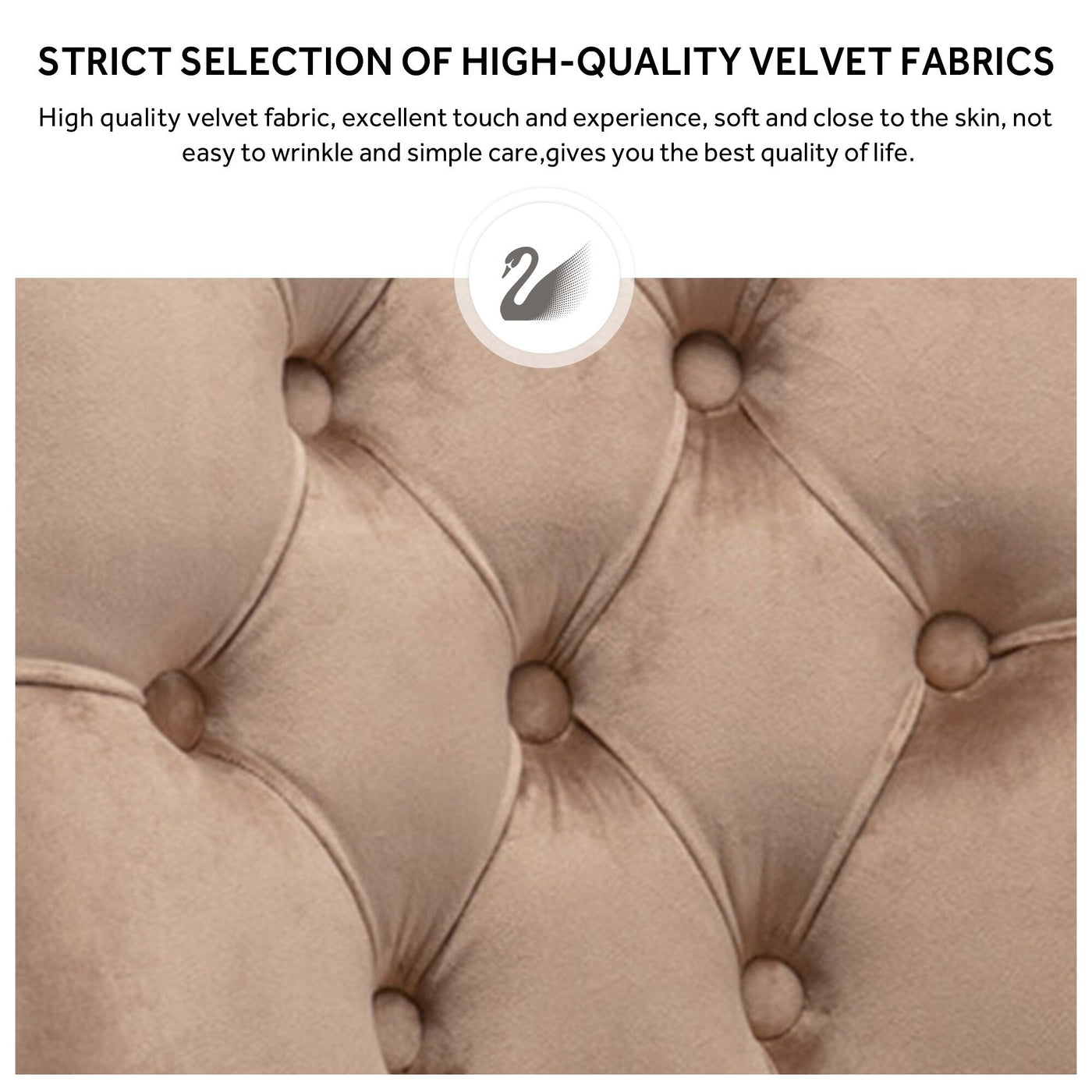 Chaise de salle à manger capitonnée en velours avec pieds en bois massif, lot de 6