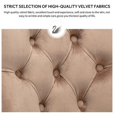 Chaise de salle à manger capitonnée en velours avec pieds en bois massif, lot de 6