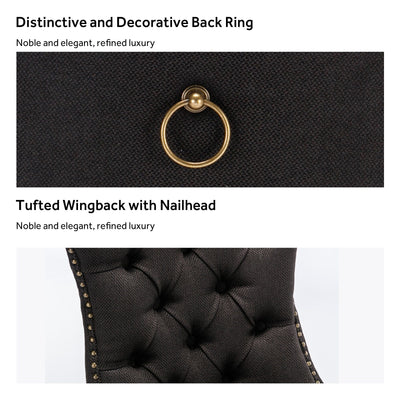 Chaise de salle à manger capitonnée en velours avec pieds en bois massif, lot de 6