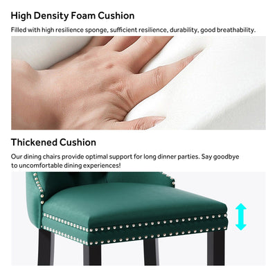 Chaise de salle à manger capitonnée en velours avec pieds en bois massif, lot de 6