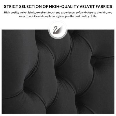 Chaise de salle à manger capitonnée en velours avec pieds en bois massif, lot de 6