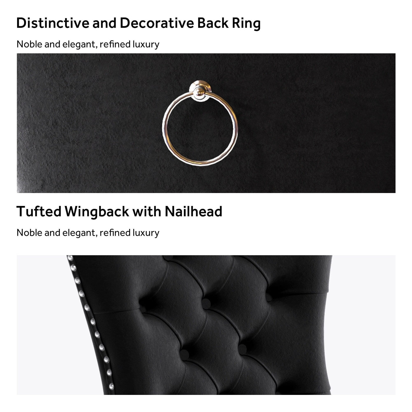 Chaise de salle à manger capitonnée en velours avec pieds en bois massif, lot de 6