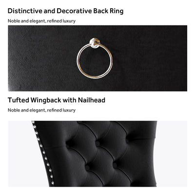 Chaise de salle à manger capitonnée en velours avec pieds en bois massif, lot de 6