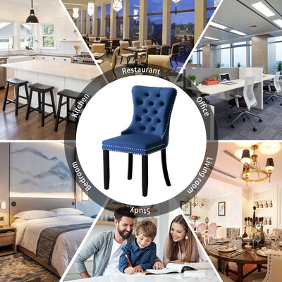 Chaise de salle à manger capitonnée en velours avec pieds en bois massif, lot de 6