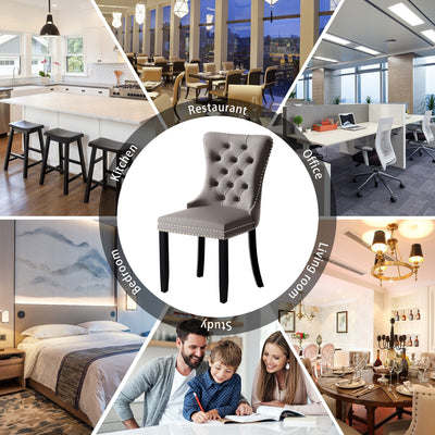 Chaise de salle à manger capitonnée en velours avec pieds en bois massif, lot de 6