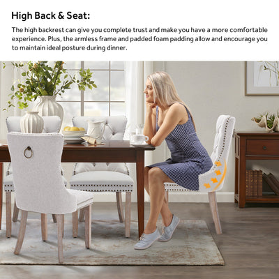 Chaise de salle à manger capitonnée en velours avec pieds en bois massif, lot de 6