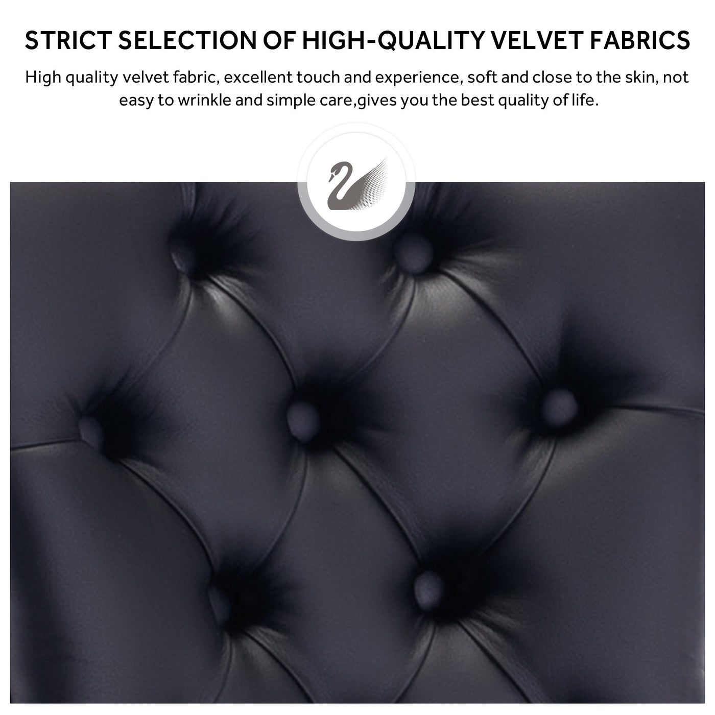 Chaise de salle à manger capitonnée en velours avec pieds en bois massif, lot de 6