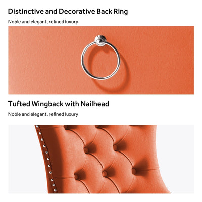 Chaise de salle à manger capitonnée en velours avec pieds en bois massif, lot de 6