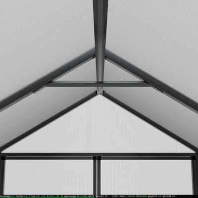 Serre de jardin en aluminium VEIKOUS avec ventilation de toit réglable et porte verrouillable, gris