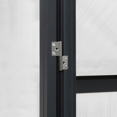 Serre de jardin en aluminium VEIKOUS avec ventilation de toit réglable et porte verrouillable, gris