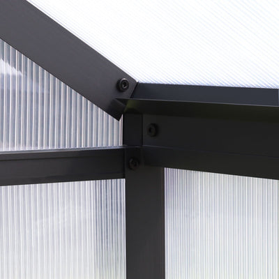 Serre de jardin en aluminium VEIKOUS avec ventilation de toit réglable et porte verrouillable, gris