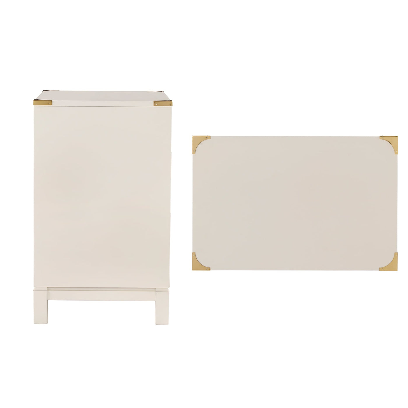 Table de chevet Valoria à 3 tiroirs avec accents dorés