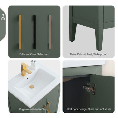 Meuble-lavabo simple Vanity Art 20, 24 ou 30 avec dessus en céramique