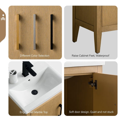 Meuble-lavabo simple Vanity Art 20, 24 ou 30 avec dessus en céramique