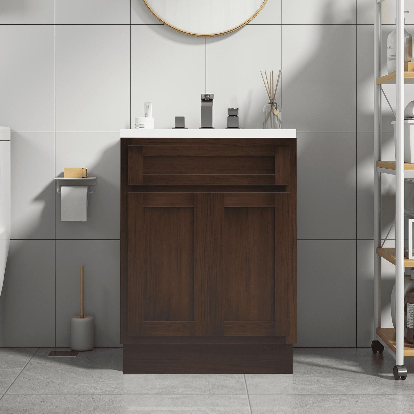 Meuble-lavabo simple en bois massif de 24 pouces de Vanity Art