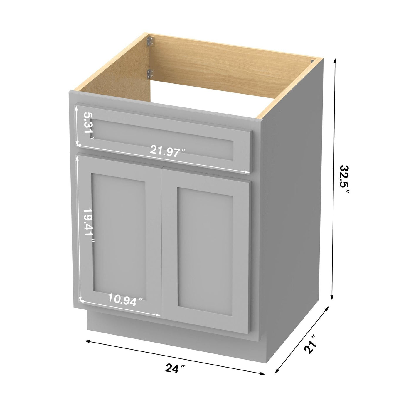 Meuble-lavabo simple en bois massif de 24 pouces de Vanity Art