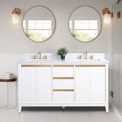 Meuble-lavabo de salle de bain Vanity Art avec lavabo en céramique et plateau en marbre reconstitué