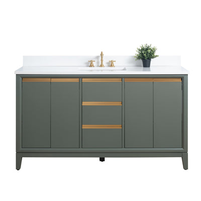 Meuble-lavabo de salle de bain Vanity Art avec lavabo en céramique et plateau en marbre reconstitué