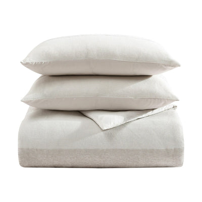 Parure de couette Vera Wang en chenille gaufrée beige à rayures