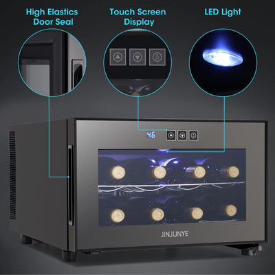 Refroidisseur de boissons polyvalent pour 8 bouteilles (46 à 66 °F) : design élégant et fonctionnement ultra-silencieux pour un usage domestique