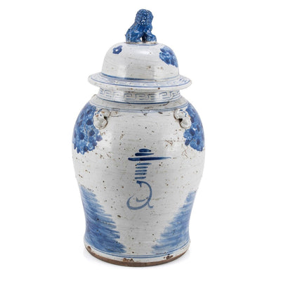 Grand pot de temple vintage à motif d'enfants enchantés