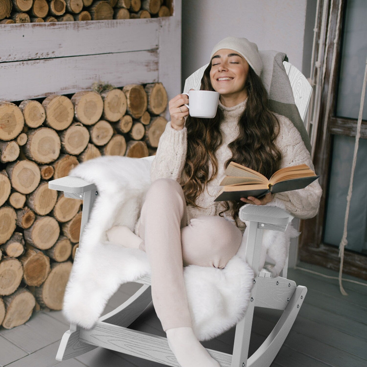 Chaise à bascule d'extérieur toutes saisons WINSOON, lot de 2