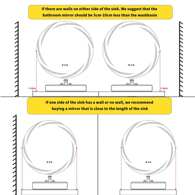 Miroir de salle de bain tactile à LED étanche, antibuée, à intensité variable