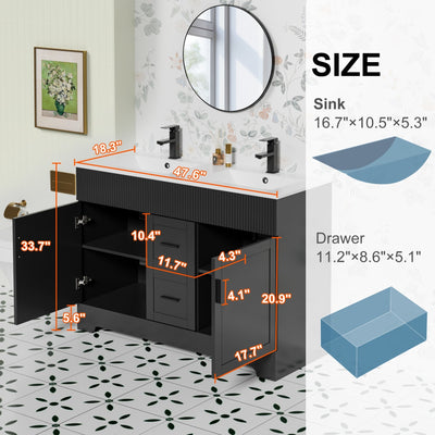 Ensemble de meuble-lavabo Wavy Line 30/36/48 avec lavabo et robinet
