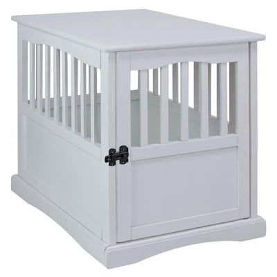 Table d'appoint en bois blanc pour cage pour animaux de compagnie avec porte verrouillable