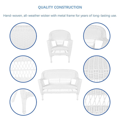Ensemble de conversation 4 pièces pour patio en osier