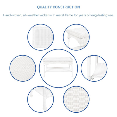 Ensemble de conversation 4 pièces pour patio en osier