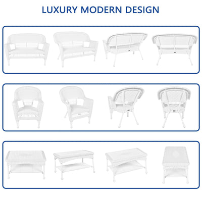 Ensemble de conversation 4 pièces pour patio en osier