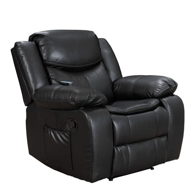 Fauteuil inclinable chauffant et massant en cuir durable à siège large