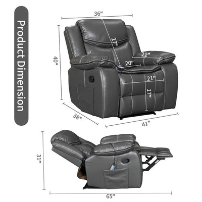 Fauteuil inclinable chauffant et massant en cuir durable à siège large