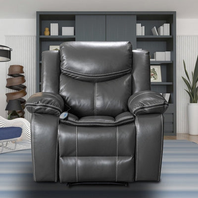 Fauteuil inclinable chauffant et massant en cuir durable à siège large