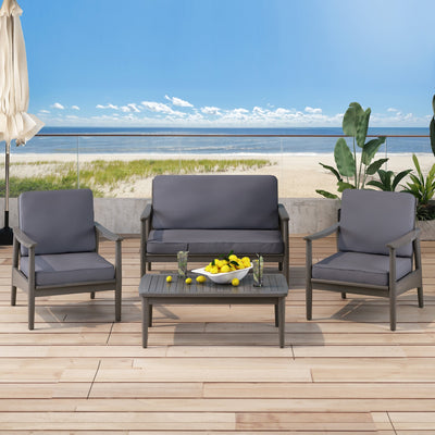 Ensemble de salon de jardin Willowbrook en bois d'acacia 4 places par Christopher Knight Home