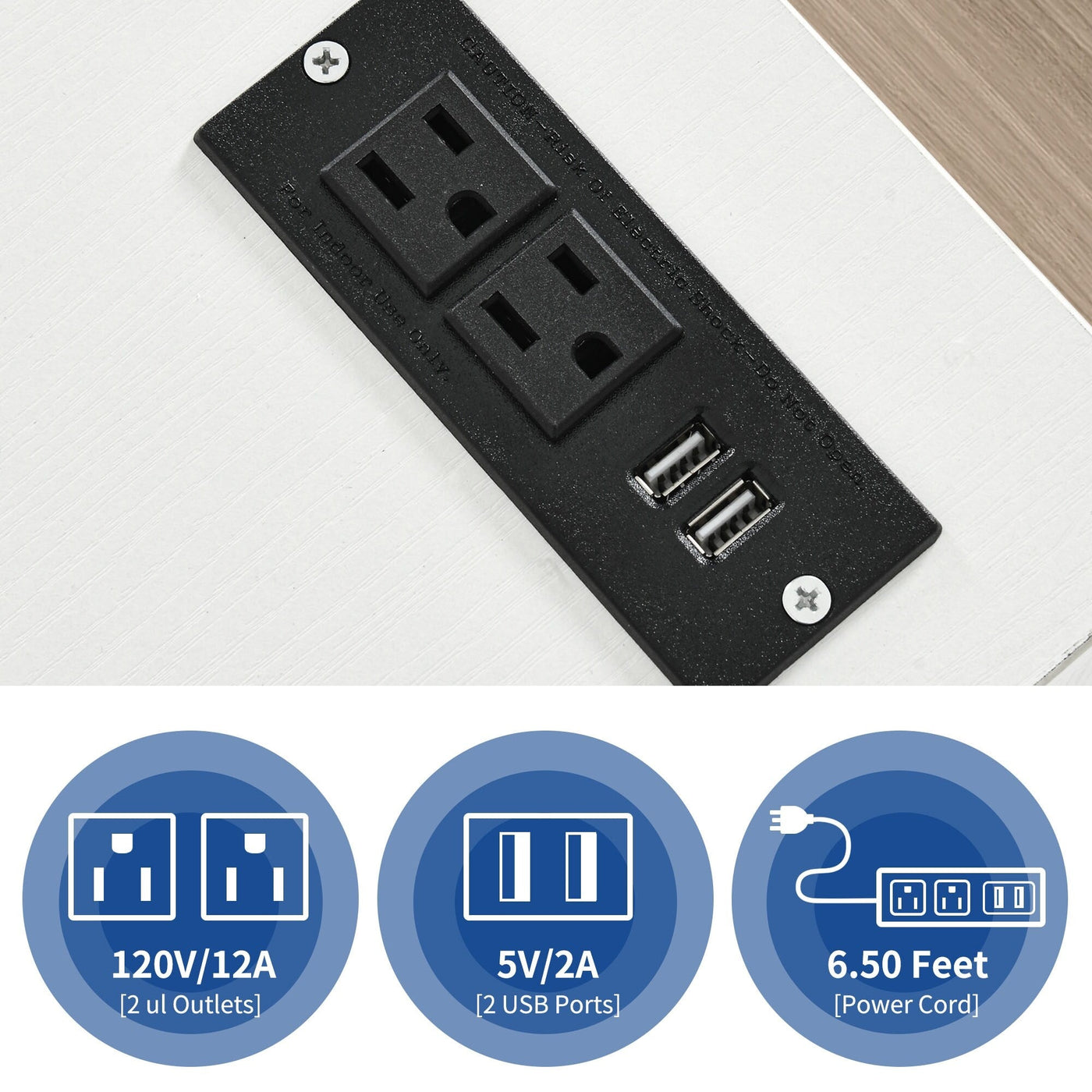 Classeur latéral mobile en bois avec station de charge verrouillable, compatible avec les dossiers de format A4, Lettre et Légal