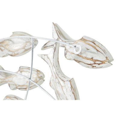 Décoration murale en bois faite main, motif poisson nageur, effet vieilli marron - Blanc - Roche River Decor