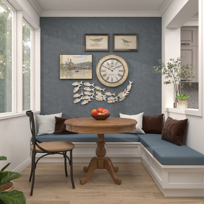 Décoration murale en bois faite main, motif poisson nageur, effet vieilli marron - Blanc - Roche River Decor