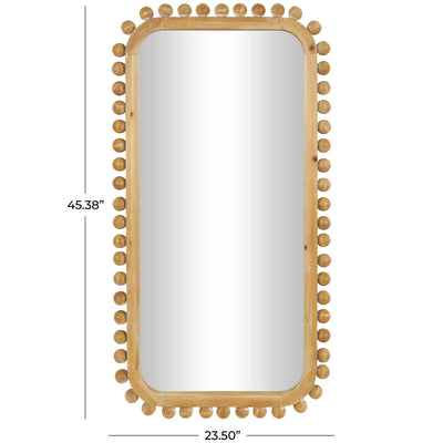Miroir mural en bois avec cadre perlé - Marron - Roche River Decor
