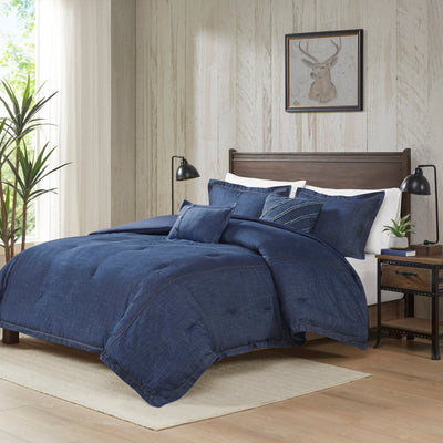 Parure de couette surdimensionnée et rembourrée en denim bleu Woolrich Perry