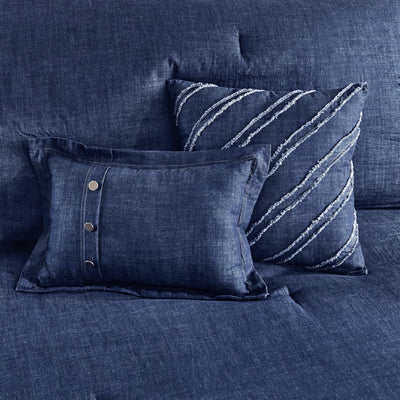 Parure de couette surdimensionnée et rembourrée en denim bleu Woolrich Perry