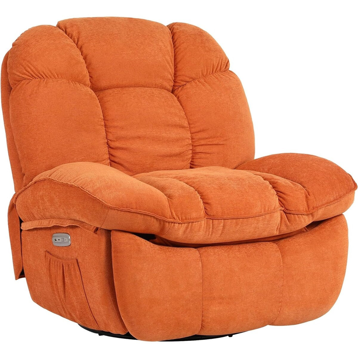 Fauteuil inclinable pivotant électrique XINMICS, fauteuils inclinables à bascule massants avec chauffage, USB, USB-C et poche latérale