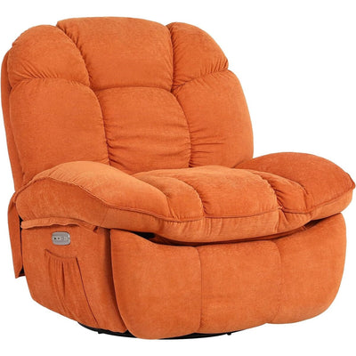 Fauteuil inclinable pivotant électrique XINMICS, fauteuils inclinables à bascule massants avec chauffage, USB, USB-C et poche latérale