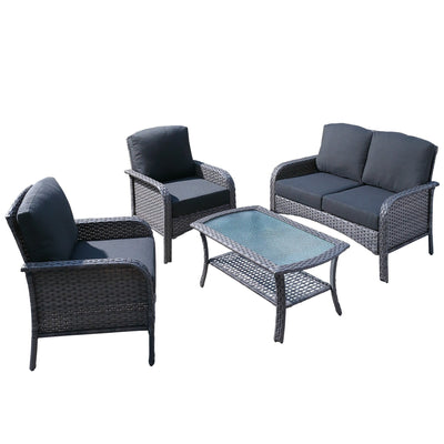 Ensemble de conversation de 4 pièces pour patio extérieur XIZZI avec table