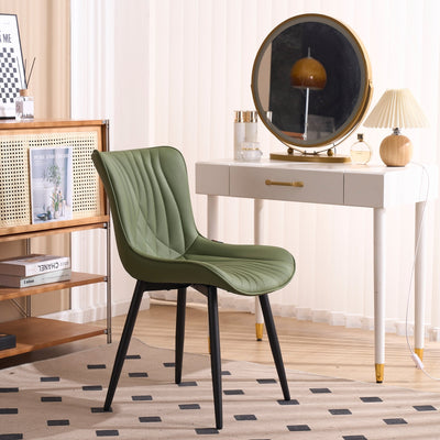 Lot de 2 chaises de salle à manger modernes en cuir rembourré sans accoudoirs